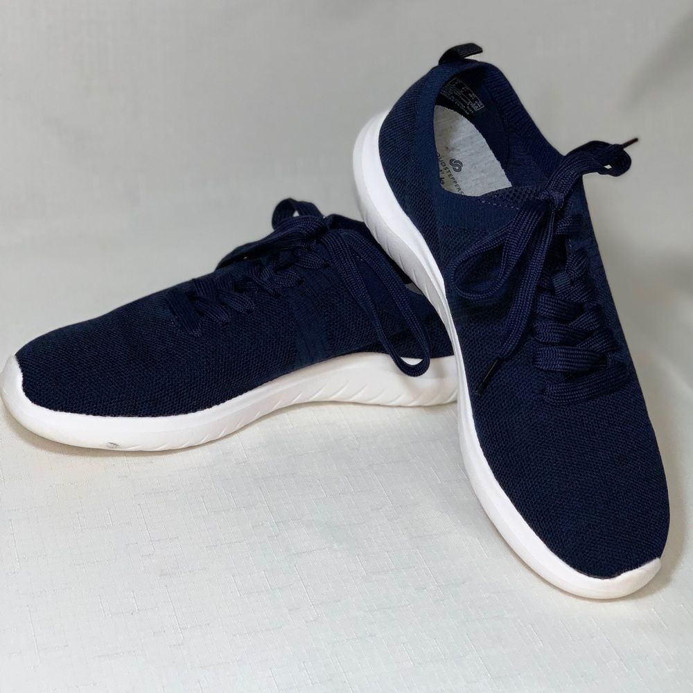 CLARKS Sneakers Women's 8.5 Nova Glint Navy Mesh Lace-Up Cushioned Athletic Shoe
